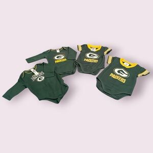 Baby Set Of 6 Green Bay Packers Onsies And Jerseys Size 0-3 Mon And 3-6 Months